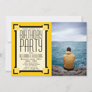 Goldene geometrische Art Deco Geburtstagsparty Ein