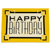 Goldene geometrische Art Deco Happy Birthday Große Geschenktüte (Vorderseite)