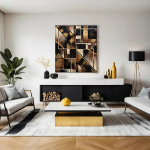Goldene geometrische Blumen Poster
