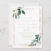 Goldene geometrische Chic Eukalyptus Spanische Hoc Einladung (Vorderseite)