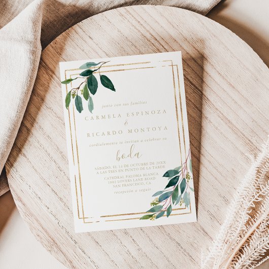 Goldene geometrische Chic Eukalyptus Spanische Hoc Einladung