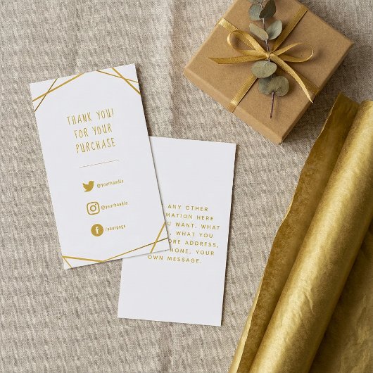 Goldene geometrische Dankeschön an Kunden Bestellu Begleitkarte