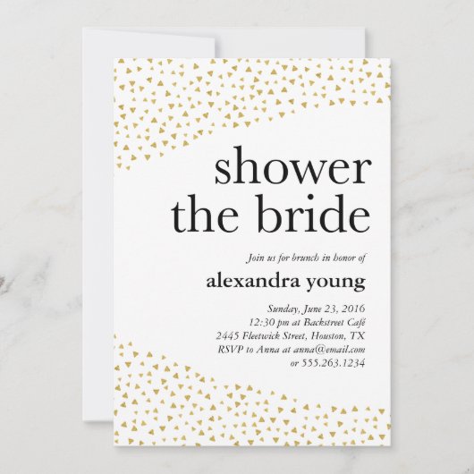 Goldene geometrische Einladungen für moderne Braut (Vorderseite)