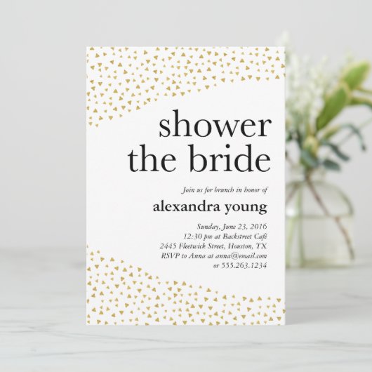 Goldene geometrische Einladungen für moderne Braut (Stehend Vorderseite)