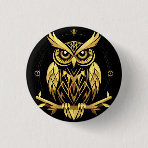 Goldene geometrische Eulenillustration Button
