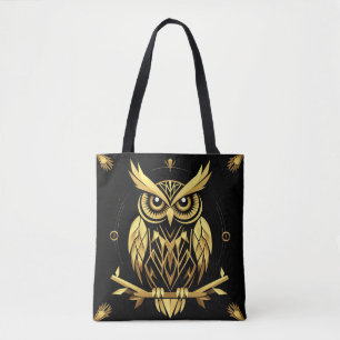 Goldene geometrische Eulenillustration Tasche