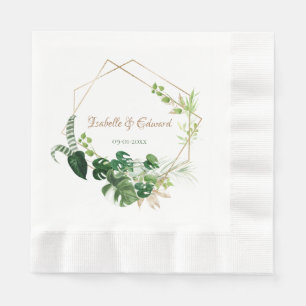 Goldene geometrische grüne tropische Palmwedel Hoc Serviette