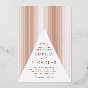 Goldene geometrische Hochzeit. Elegante moderne Wi Folieneinladung