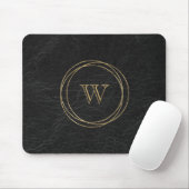 Goldene geometrische Kreise Schwarzes Monogramm Mousepad (Mit Mouse)