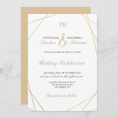 Goldene geometrische Rahmen, elegante Hochzeit in Einladung (Vorne/Hinten)