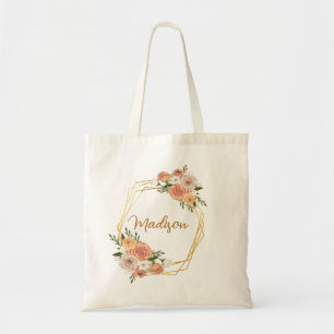 Goldene geometrische Rose Personalisierter Blumenn Tragetasche