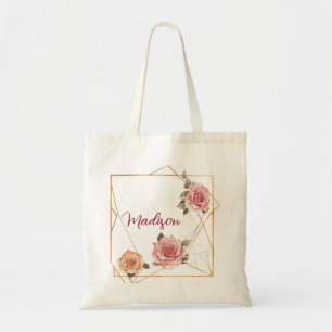 Goldene geometrische Rose Personalisierter Blumenn Tragetasche