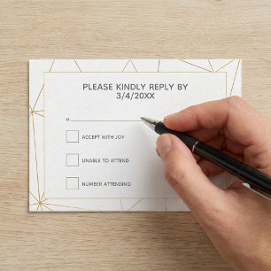 Goldene geometrische RSVP Antwort Begleitkarte