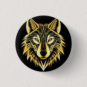 Goldene geometrische Wolf-Illustration Button
