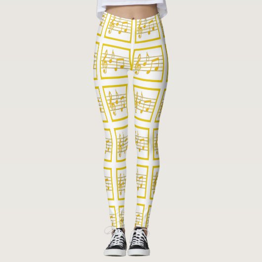 Goldene Gerahmte Musikplätze Leggings (Vorderseite)