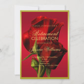 Goldene Gerahmte Romantische Rote Rose Einladung (Vorderseite)