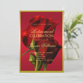 Goldene Gerahmte Romantische Rote Rose Einladung (Stehend Vorderseite)