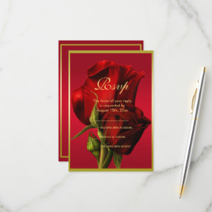 Goldene Gerahmte romantische Rote Rose Geburtstag RSVP Karte