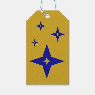 Goldene Geschenkanhänger mit blauen Sternen