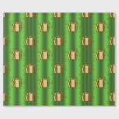 Goldene Geschenke über metallische grüne Weihnacht Geschenkpapier (Flach)