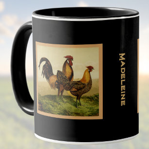 Goldene gestrichelte Hamburger Hähne Schwarzes Mon Tasse