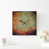 Goldene Gingko Quadratische Wanduhr (Zuhause)