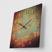 Goldene Gingko Quadratische Wanduhr (Winkel)