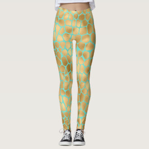 Goldene Giraffe auf Minze Leggings