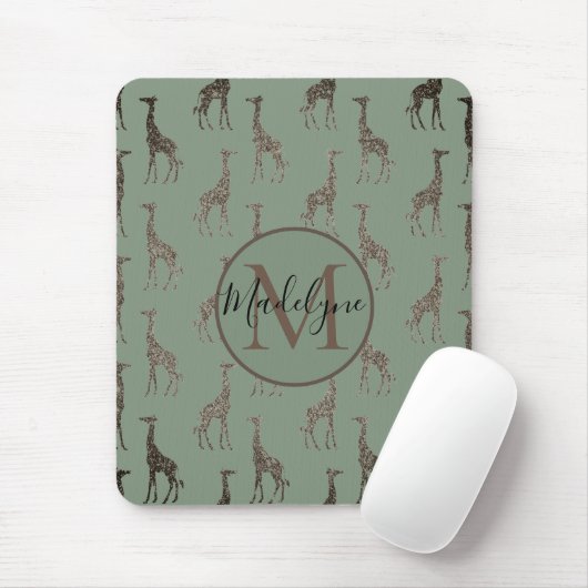 Goldene Giraffe auf Sage Green Mousepad (Mit Mouse)