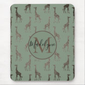 Goldene Giraffe auf Sage Green Mousepad (Vorne)