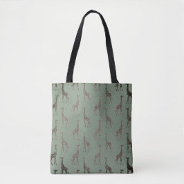 Goldene Giraffe auf Sage Green Tasche