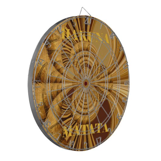 Goldene Giraffe Kunstdruckerei Dartscheibe (Vorderseite Links)