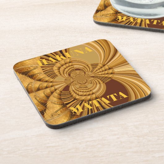 Goldene Giraffe Kunstdruckerei Getränkeuntersetzer (Linke Seite)