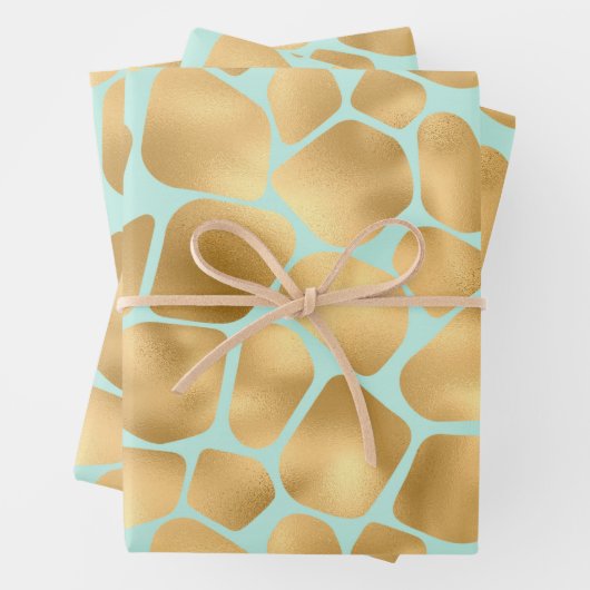 Goldene Giraffe mit Minzhintergrund Geschenkpapier Set (Beispiel)