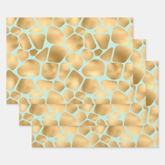 Goldene Giraffe mit Minzhintergrund Geschenkpapier Set (Set)