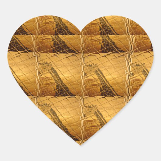 Goldene Giraffe Tiermotiv Kunst drucken Herz-Aufkleber (Vorderseite)