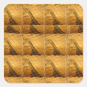 Goldene Giraffe Tiermotiv Kunst drucken Quadratischer Aufkleber