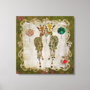 Goldene Giraffen-olivgrüne Twilight Leinwand