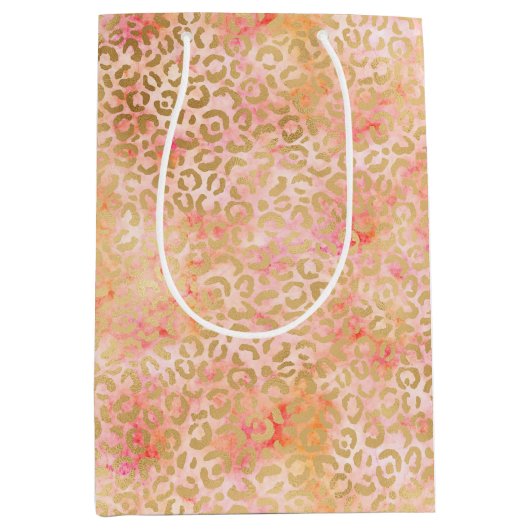 Goldene Girl Pfirsich Rosa Leopardene Printwerbung Mittlere Geschenktüte (Vorderseite)