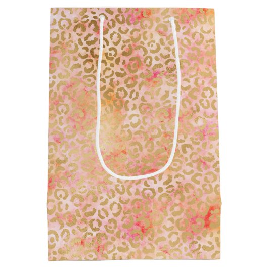 Goldene Girl Pfirsich Rosa Leopardene Printwerbung Mittlere Geschenktüte (Rückseite)
