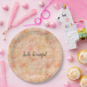 Goldene Girl Pfirsich Rosa Leopardene Printwerbung Pappteller (Party)