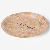 Goldene Girl Pfirsich Rosa Leopardene Printwerbung Pappteller (Schrägansicht)