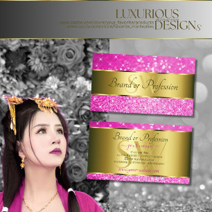 Goldene Girly Pink Glitzer Stars Initials Visitenkarte