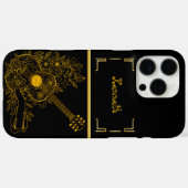 Goldene Gitarrenkunst mit Blumen-Design-Elementen Case-Mate iPhone Hülle (Rückseite (Horizontal))