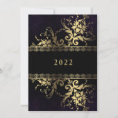 Goldene Glam Feier Neujahr Einladung (Rückseite)