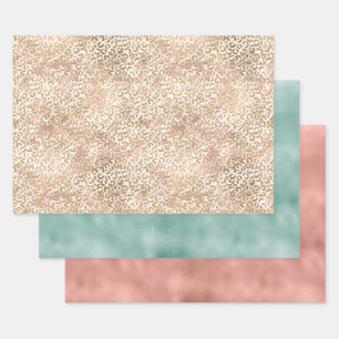 Goldene Glam-Goldleopard Geschenkpapier Set