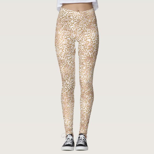 Goldene Glam-Goldleopard Leggings (Vorderseite)