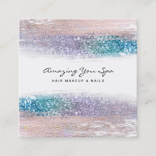 *~* Goldene Glam Rainbow Glitzer Exklusiv Luxe Squ Quadratische Visitenkarte (Vorderseite)