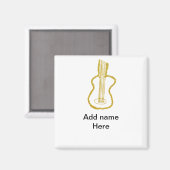Goldene Glitter-Akustikgitarre Name Doodle Magnet (Vorderseite/Rückseite)