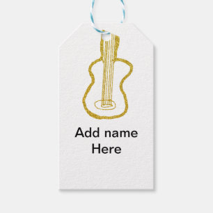 Goldene Glitter-Akustikgitarre Name hinzufügen Kri Geschenkanhänger